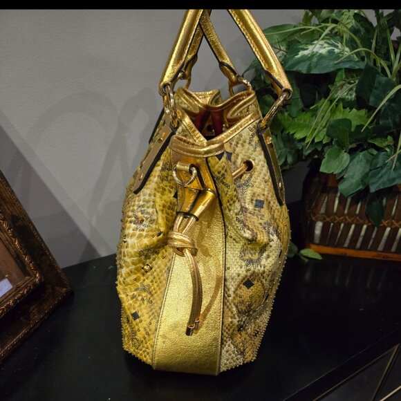 EUC Authentic MCM Snake Print Satchel RARE - Picture 7 of 15